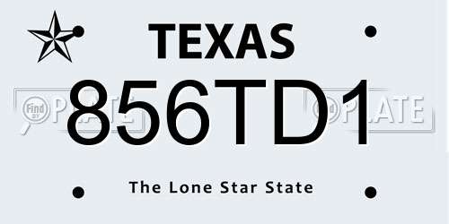 856TD1 Texas License Plate
