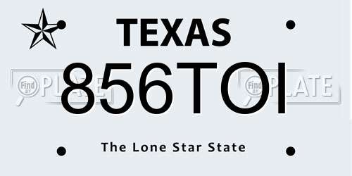 856TOI Texas License Plate
