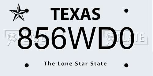 856WD0 Texas License Plate
