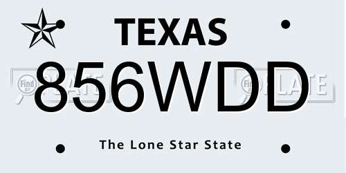 856WDD Texas License Plate