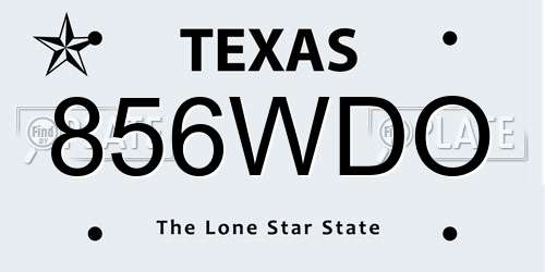 856WDO Texas License Plate