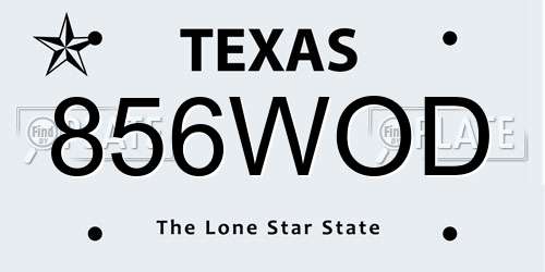 856WOD Texas License Plate