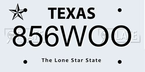 856WOO Texas License Plate