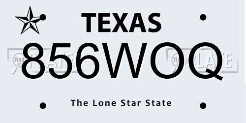 856WOQ Texas License Plate