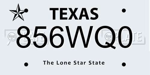 856WQ0 Texas License Plate