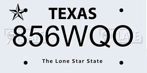 856WQO Texas License Plate