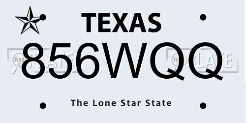 856WQQ Texas License Plate