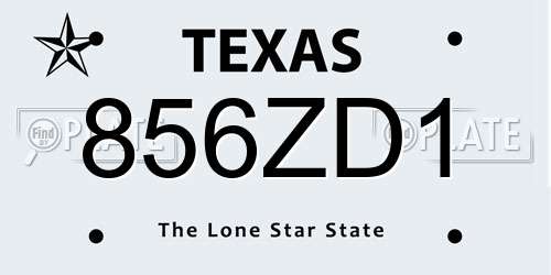 856ZD1 Texas License Plate