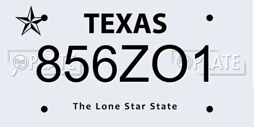856ZO1 Texas License Plate
