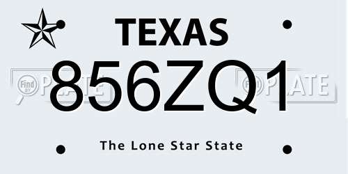 856ZQ1 Texas License Plate