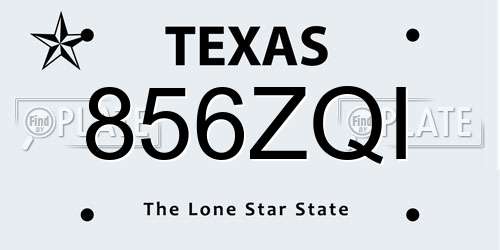 856ZQI Texas License Plate