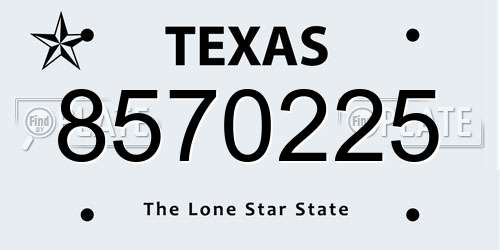 8570225 Texas License Plate