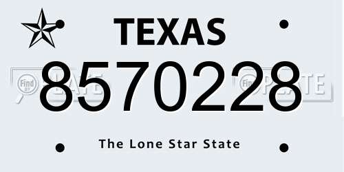8570228 Texas License Plate