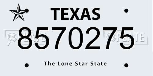 8570275 Texas License Plate