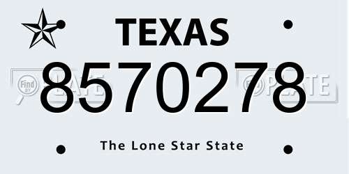 8570278 Texas License Plate
