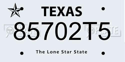 85702T5 Texas License Plate