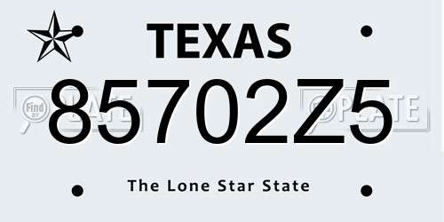 85702Z5 Texas License Plate