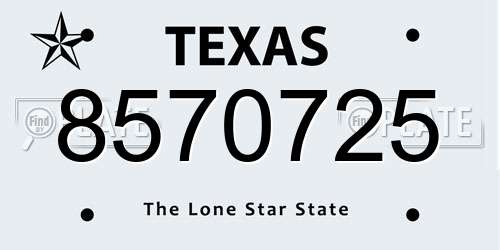 8570725 Texas License Plate