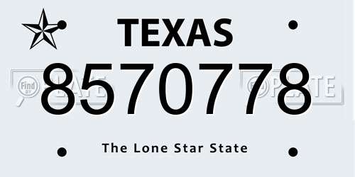 8570778 Texas License Plate