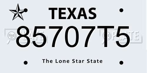 85707T5 Texas License Plate