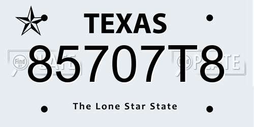 85707T8 Texas License Plate