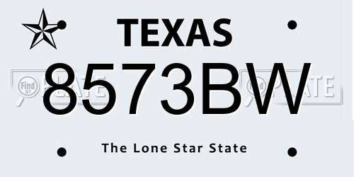 8573BW Texas License Plate