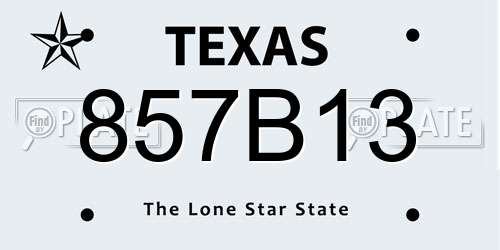 857B13 Texas License Plate