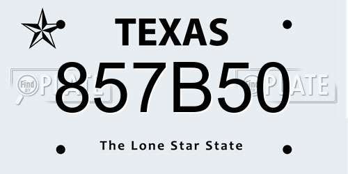 857B50 Texas License Plate