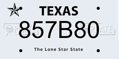 857B80 Texas License Plate