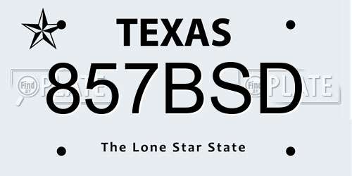 857BSD Texas License Plate