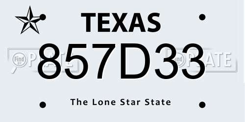 857D33 Texas License Plate