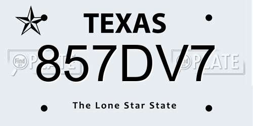 857DV7 Texas License Plate
