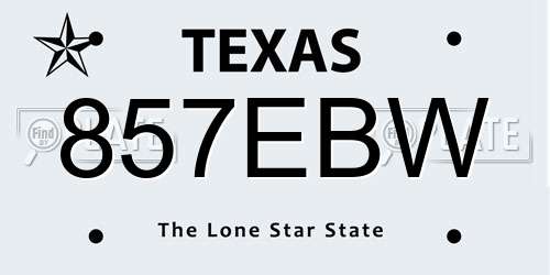 857EBW Texas License Plate