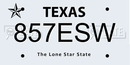857ESW Texas License Plate