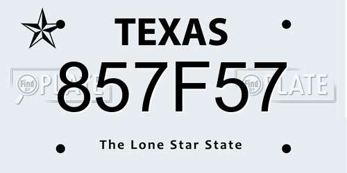 857F57 Texas License Plate