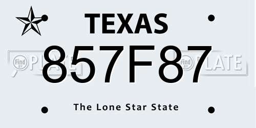857F87 Texas License Plate