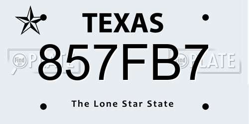 857FB7 Texas License Plate