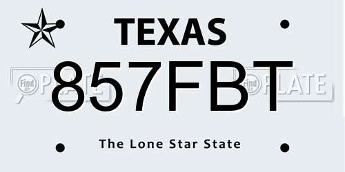 857FBT Texas License Plate