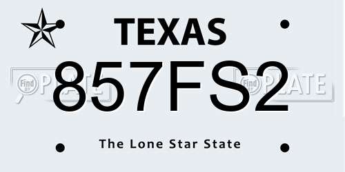 857FS2 Texas License Plate