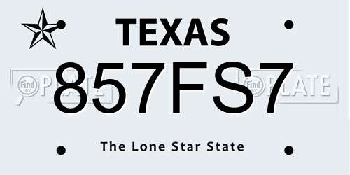 857FS7 Texas License Plate