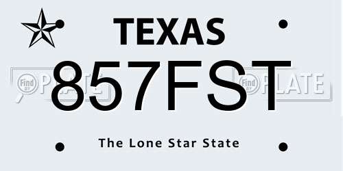 857FST Texas License Plate