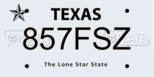 857FSZ Texas License Plate