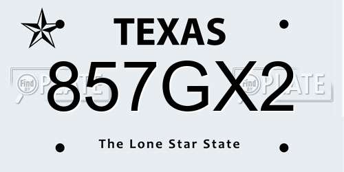 857GX2 Texas License Plate