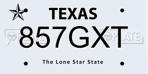 857GXT Texas License Plate