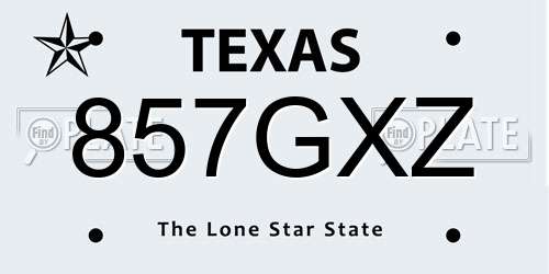 857GXZ Texas License Plate