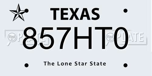 857HT0 Texas License Plate