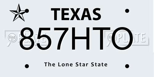 857HTO Texas License Plate