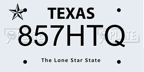 857HTQ Texas License Plate