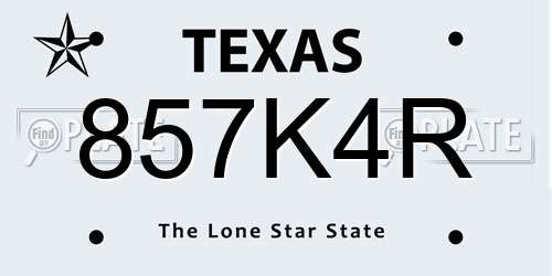 857K4R Texas License Plate
