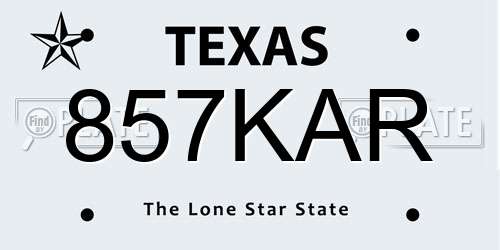 857KAR Texas License Plate